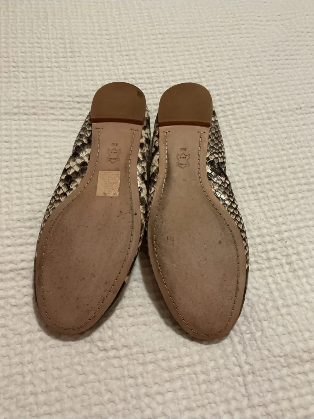 Tory Burch Chelsea / Minnie Cap-Toe Ballet Flats in a snake-print pattern